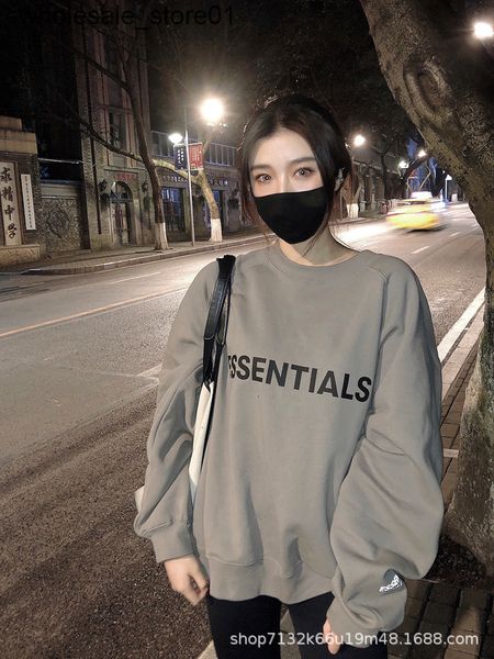 

men's hoodies sweatshirts essential fashion brand men and women pure cotton round neck sweater shirt loose coupl, Black
