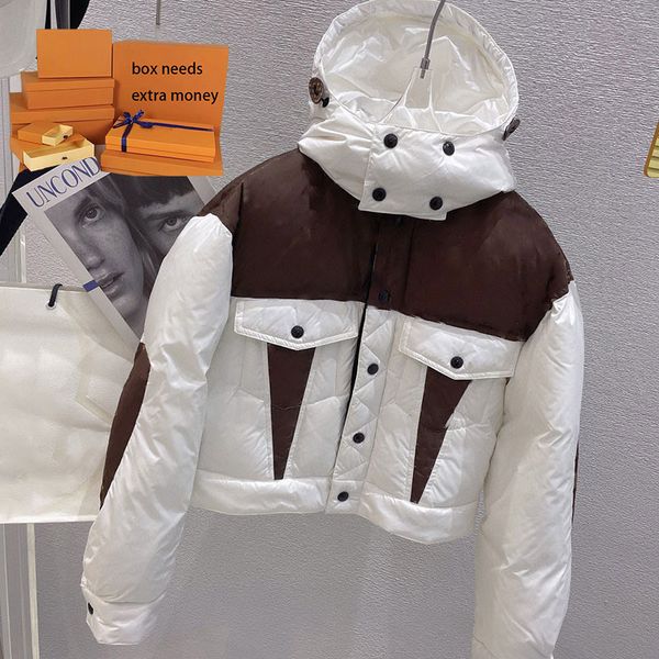 

womens puffer jackets fashion short down jacket winter autumn stylish parkas coat classic print windbreaker outerwear women warm coats, Black