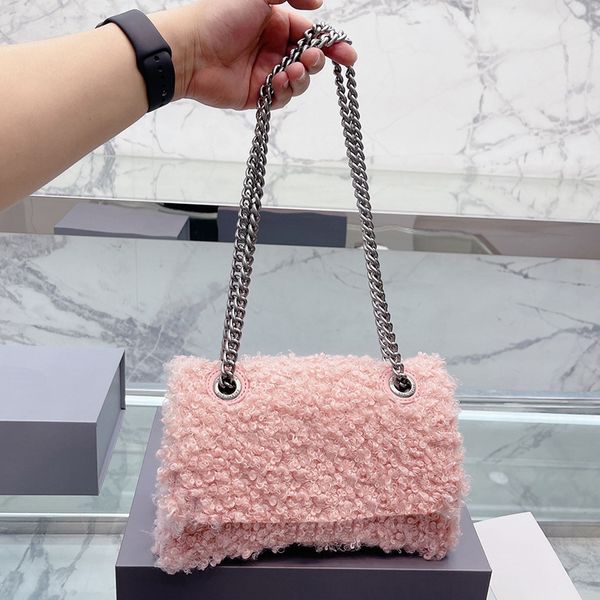 

shoulder bags classic hourglass pouch designer bag women chain lambswool crossbody bags purse handbag ladies autumn winter all-match classic