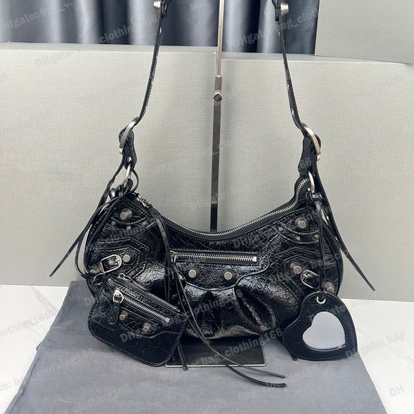 

designer handbags shoulder bags women handbag leather adjustable strap zipped pouch removable heart mirror crossbody designers bags balencig