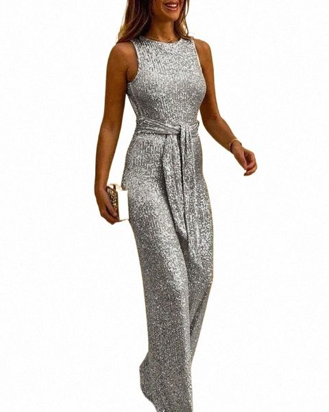 

women's jumpsuits & rompers women round neck sleeveless backless sequins jumpsuit slim sequined bodycon pants i6xg#, Black;white