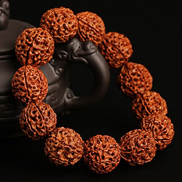 

fashion vintage handmade rudraksha big beads bracelets men women nature religious buddha meditation buddhism jewelry, Black
