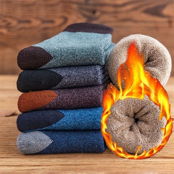 

socks hosiery 6pairs winter wamer women thicken thermal wool cashmere snow seamless terry boots floor sleeping for mens 220921, Black;white