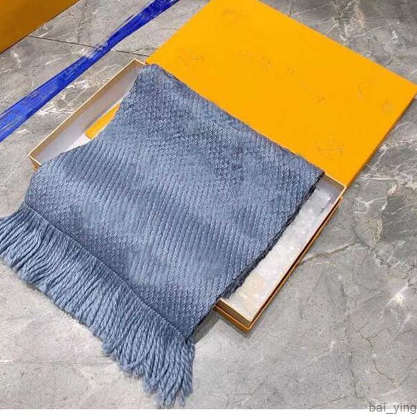 

2022 fashion paris design 100% cashmere scarf men's and women's same brand letter scarf large shawl warm thickened wool 70cm x 180, Blue;gray
