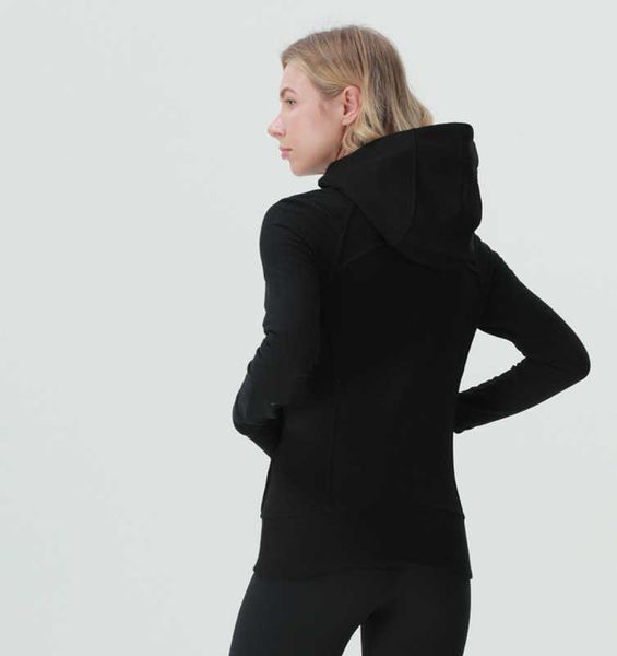 

yoga clothes leisure women's hoodie gym sports coat autumn winter plush sweater running jacket, Black