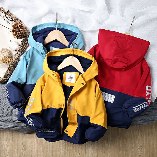 

spring children jackets for boys hooded patchwork kids boy outerwear windbreaker autumn casual children coats clothing 2-6y 20220921 e3, Blue;gray