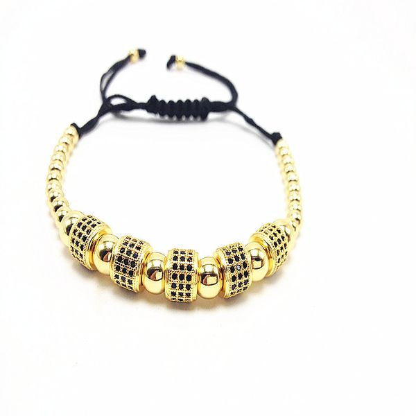 

charm mens h bracelet beaded strands designer strand nail screw bracelets men love heart adjustable cubic 4mm braided lace beaded jewelry gi, Black