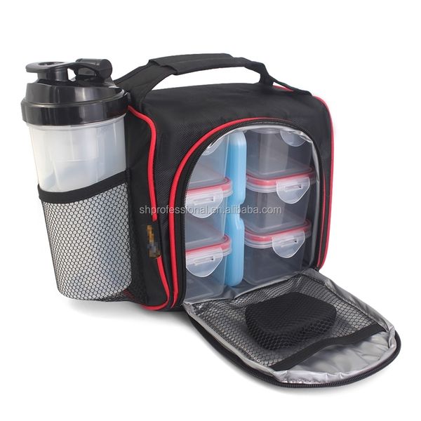 

ice packsisothermic bags portable picnic lunch box kit meal prep bag with shake water bottle 6 food containers pill case with ice plate keep