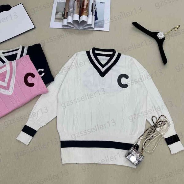

designer womens sweater jumper fashion logo print on chest knitwear autumn pullover stitching long sleeve women sweaters 0912, White;black
