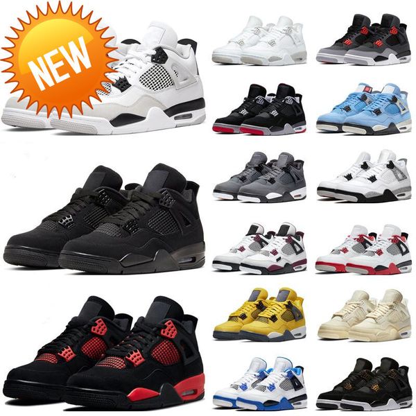 

new quality mens womens basketball shoes 4s military black desert moss red thunder lightning infrared university blue white oreo black cat