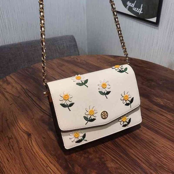 

designer ladys tb handbags toriburches flip organ women's leather chain one shoulder messenger bag small square bag