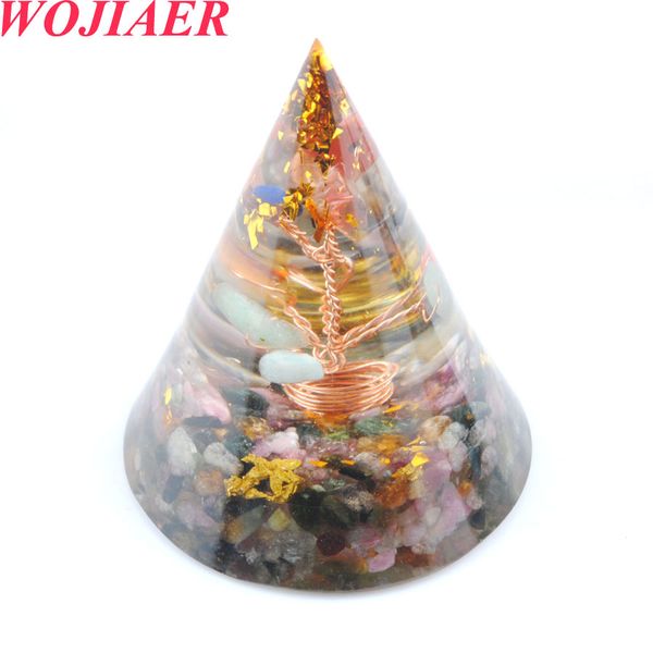 

orgonite pyramid natural stones gravel energy converter orgone resin beads balance healing for men home car decor bo937, Black