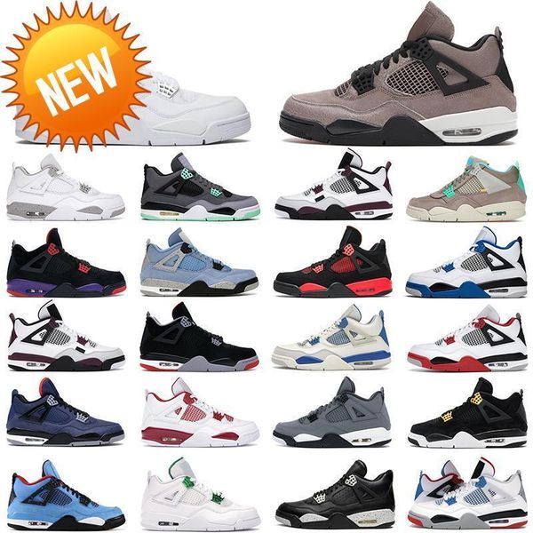 

new 2021 men women basketball shoes 4 4s red thunder sail military black cat white oreo pure money dark marina blue mocha university