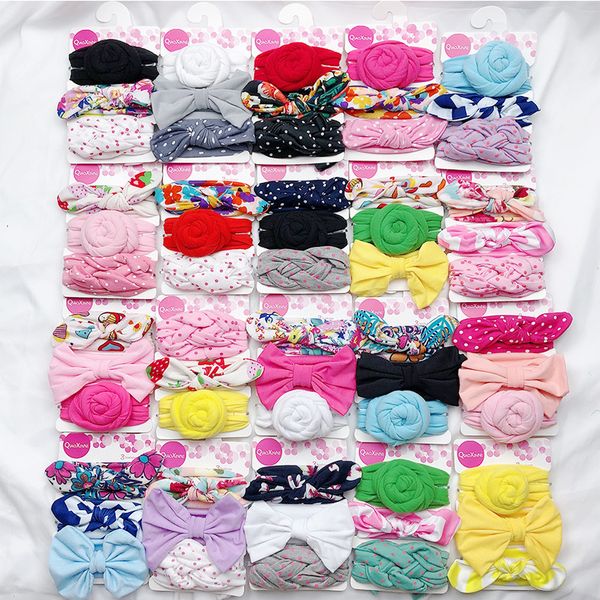 

3pcs/set cute baby hair accessories headband turban flower newborn girl headbands elastic kids hair band 20220921 e3, Slivery;white