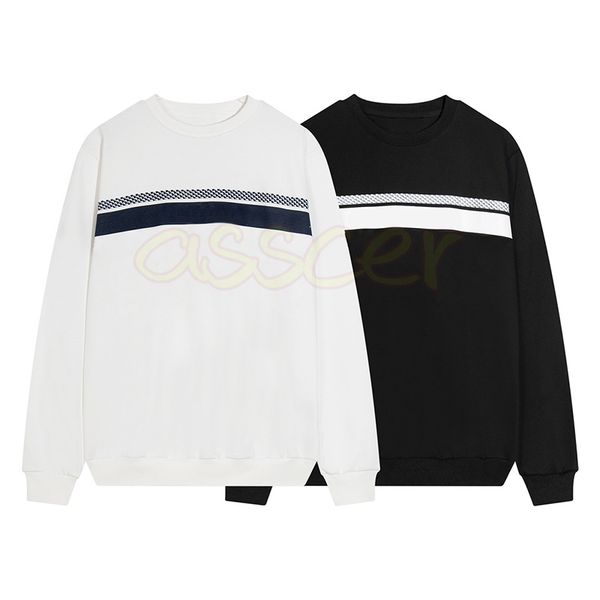 

fashion mens pure cotton hoodies designer digital and stripe print hoodie womens round neck sweatshirts asian size s-2xl, Black