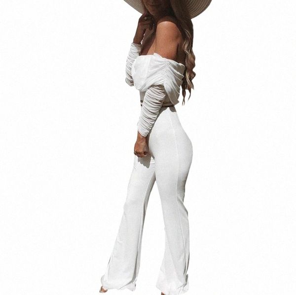 

women's jumpsuits & rompers off shoulder elegant women solid color fashion wild ladies casual lomg sleeve skinny jumpsuit v1dg#, Black;white