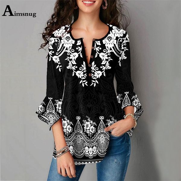 

women's t-shirt oversized ladies elegant model flower print shirt flare sleeve bohemian summer loose tees clothing femme 5xl 220921, White