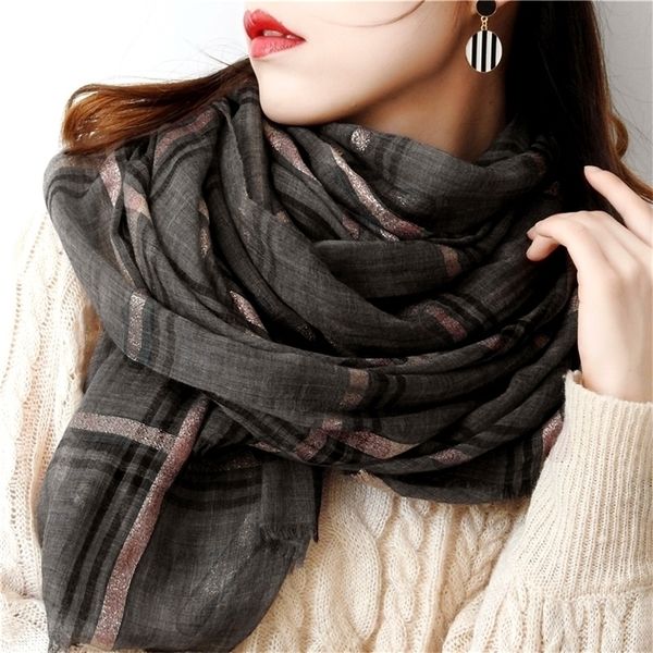 

scarves women cashmere scarf with warm long wraps autumn england classic plaid fashion luxury shawl 220920, Blue;gray