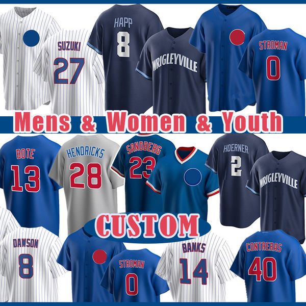

chicago hoerner sandberg baseball jersey men women nico david bote happ marcus stro ernie banks ryne kyle hendricks willson contreras stitch, Black