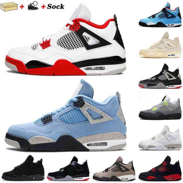 

4s 2022 jumpman off basketball shoes 4 fashion university blue fire red white oreo cool grey black cat womens sneakers sports