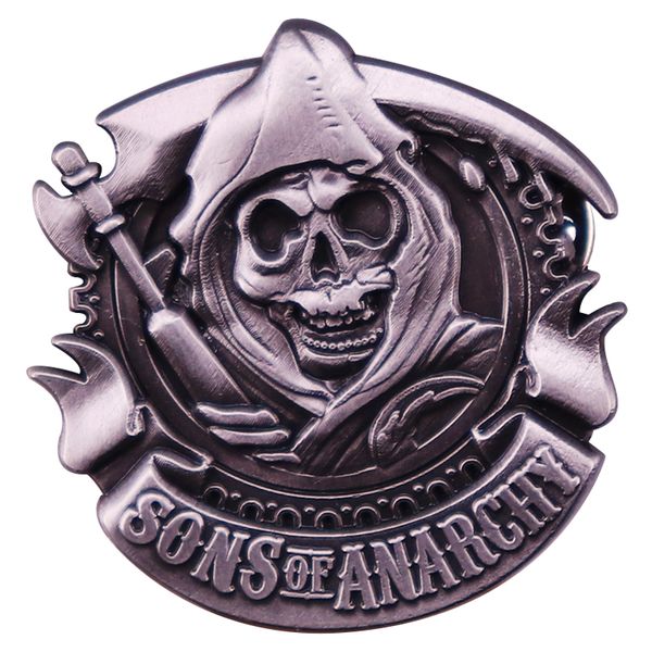 

sons of anarchy enamel pin grim reaper badge backpack decoration jewelry, Blue