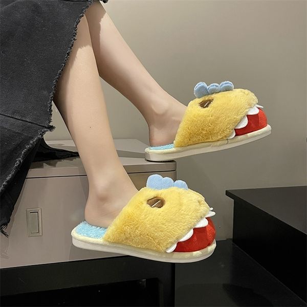 

slippers cotton female winter cute indoor non-slip home warm plush couple net red cartoon zapatos mujer 220921, Black