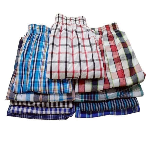 

underpants 5pcslot big size boxers for men family men's panties plaid underpants boxer men underwear cotton breath woven boxershorts ma, Black;white
