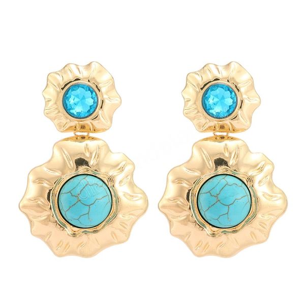 

natural stone crystal dangle earrings women classic gold color metal round earring jewelry accessories for women wholeslae, Silver