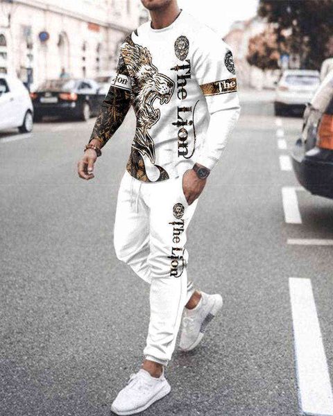 

men tracksuits long sleeve set the lion king autumn and winter 3d printed suit 's sportswear 's t220916, Gray