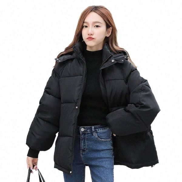 

women's down & parkas korean style winter women jacket oversize loose hooded female puffer jackets short padded solid womens coat 96a5#, Black