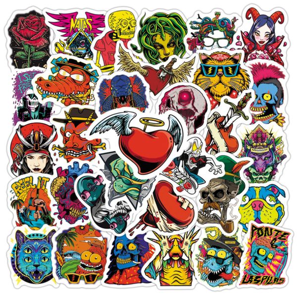 

50pcs gothic horror devil skull graffiti stickers pack for lapskateboard motorcycle decals