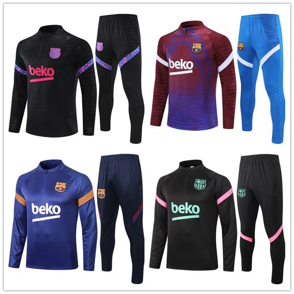 

ansu fati camisetas de soccer tracksuits 20 21 22 half zipper jacket tracksuit men and kids tracksuit barca set boys training suit, Black
