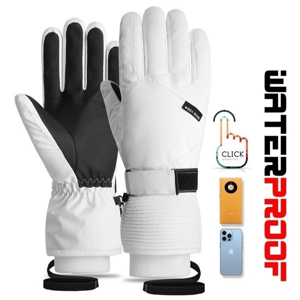 

five fingers gloves men women ski gloves winter warm windproof waterproof touchscreen fleece nonslip snowboard snowmobile cycling skiing glo, Blue;gray