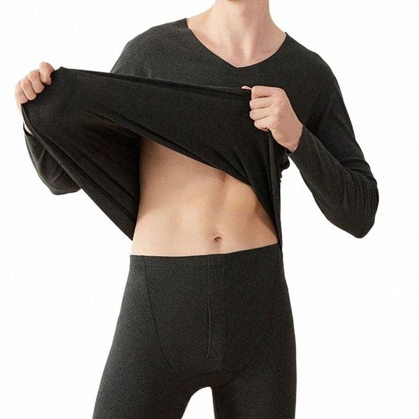 

men's thermal underwear 2pcs/set winter thin lined thermo men long johns buttoms set sleeves seamless suit d2kh#, Black;white