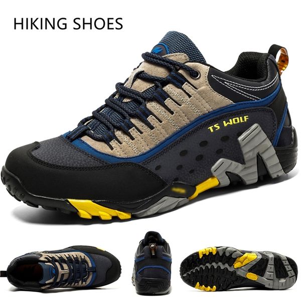 

safety shoes outdoor sport hiking men women trail trekking genuine leather mountain climbing waterproof sneakers 220921, Black;brown