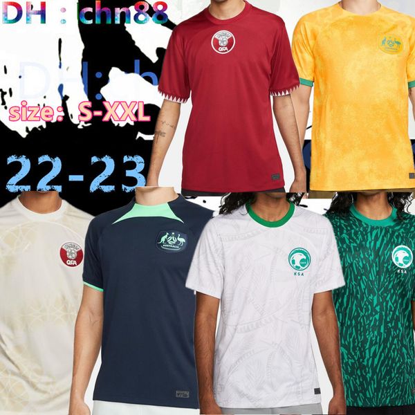 

2022 qatar soccer jerseys australias 2023 saudi arabia camisetas de futbol 22 23 home away men world football shirt cup uniforme team, Black;yellow