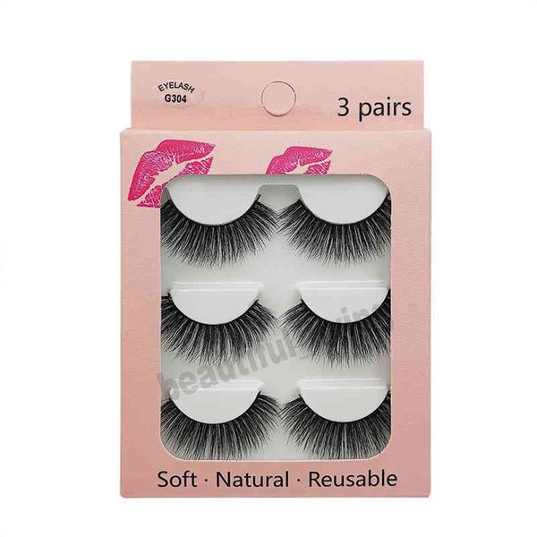 

3 pairs 3d imitation mink hair eyelash nature bushy crossing lashes individual strip thick lash fake eyelashes makeup tools vtm tb1783