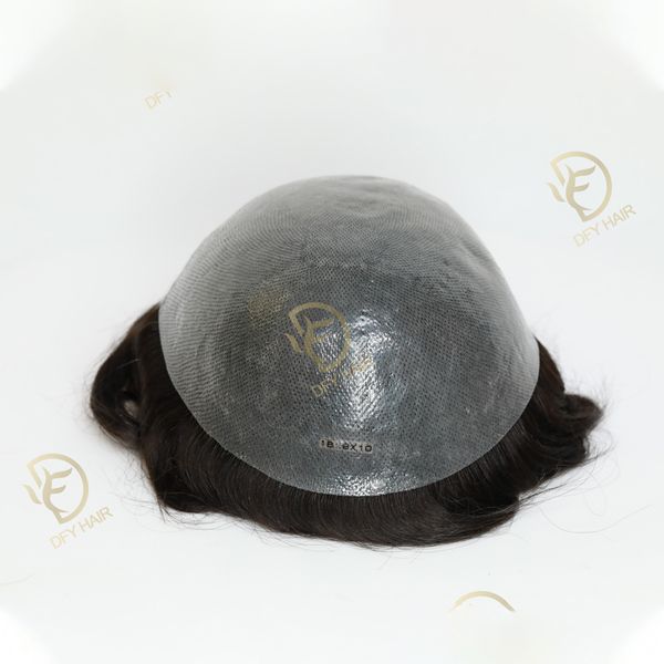 

bio front lace men's wig india remy hair 10x8 size prosthetic hair replacement, Black