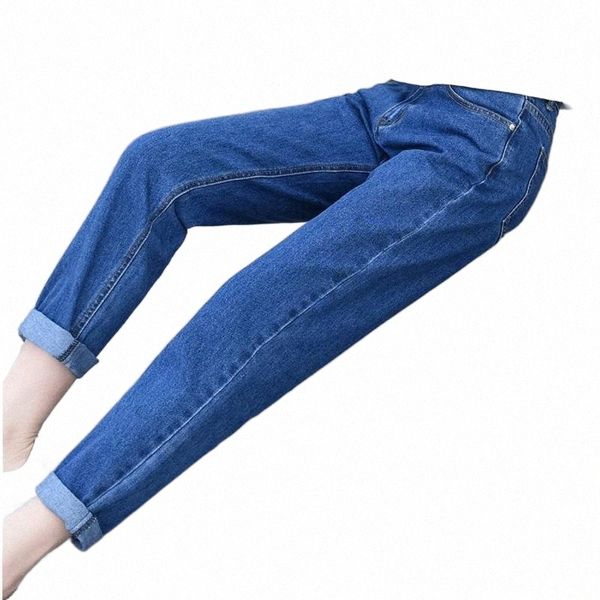 

women's jeans for women mom high waist woman elastic plus size stretch female washed denim skinny pencil pants1 u8uv#, Blue