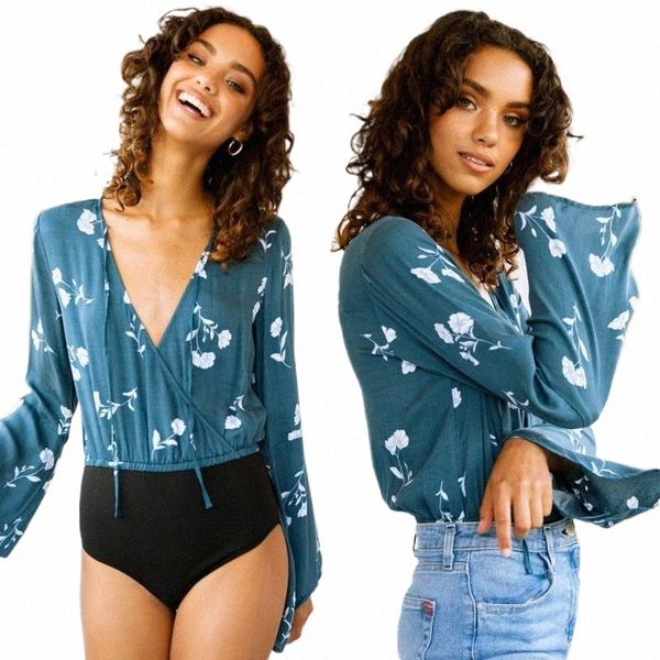 

summer women v-neck printed one-piece suit beach style bodysuits print bandage plus size bodysuit women's jumpsuits & rompers r7w0#, Black;white