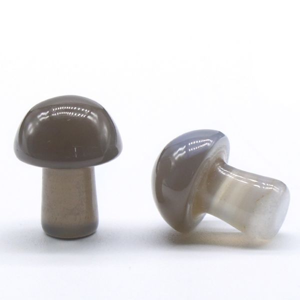 

20mm mushroom shaped gemstone statue figurine carved grey agate stone mushrooms crafts for healing chakra reiki balancing home decoration, Black