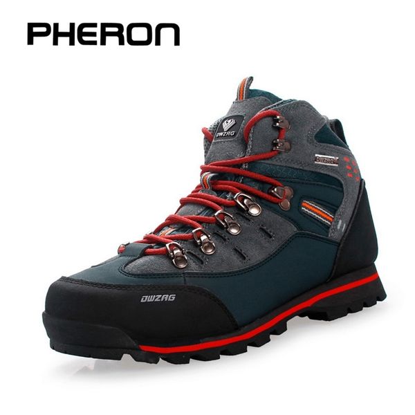 

safety shoes men hiking waterproof leather climbing fishing outdoor high winter boots trekking sneaker 220921, Black;brown