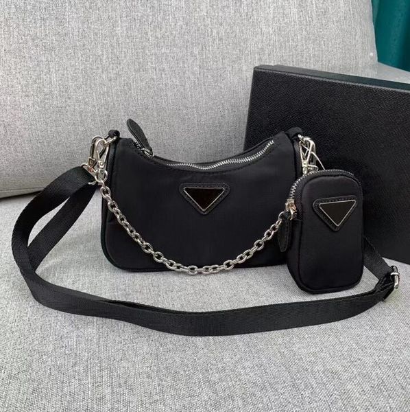 

2022 black nylon shoulder messenger bag for women luxury handbag designer with mini pocket brand female crossbody bag