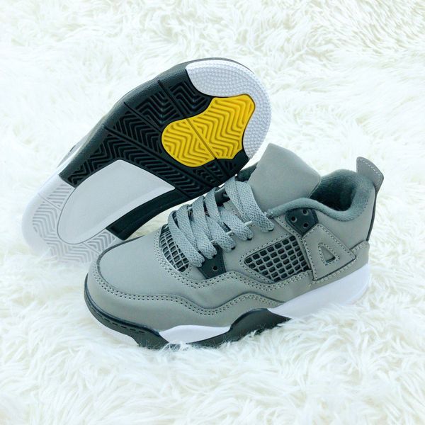 

2022 jumpman 4 cool grey 2019 ps basketball shoes chrome-dark charcoal-varsity bq7669-007 kids boy girl sports children students sneakers us, Black