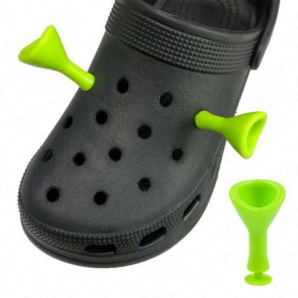 

wholesale plastic shrek ears croc charms fashion sstyles for decoration gift, White;pink
