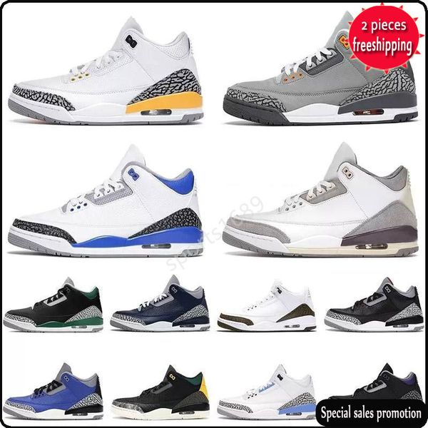 

2022 mens basketball shoes jumpman 3s pine green racer blue cool grey georgetown medium royal cement throw line red 3 men trainers