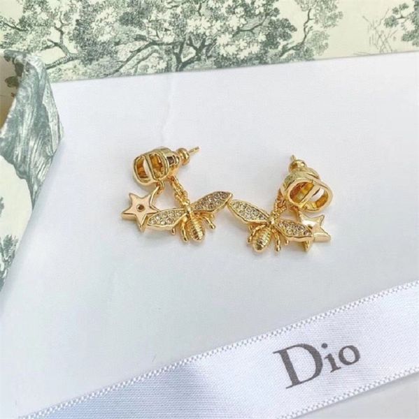 

charm 2022 new star simple temperament letter earrings red, Golden