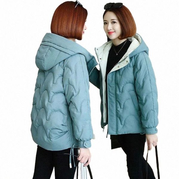 

women's down & parkas soild women winter jacket short warm female autumn thickening coat cotton padded hooded zipper ladies outwear t2i, Black