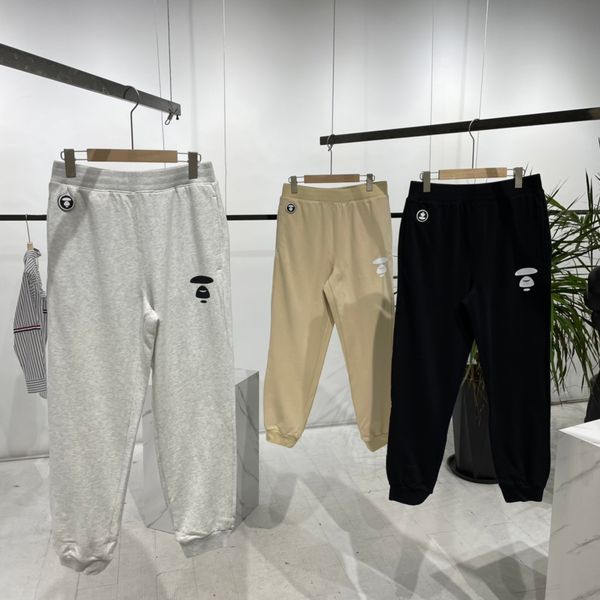 

mens new fashioncasual pants classic ape face badge letter print simple threaded casual pants, Black