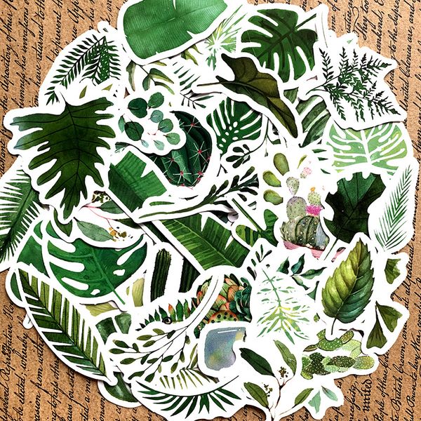 

60pcs green shadow plant fern leaf stickers for lapskateboard motorcycle decals